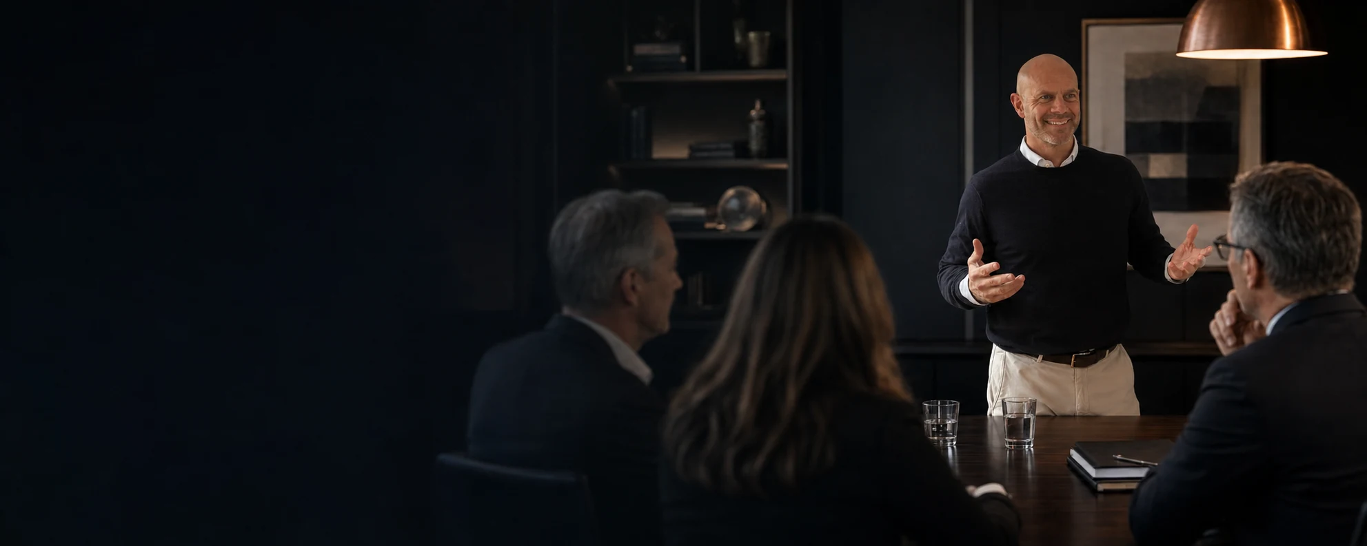 Bevan Gray leading a boardroom discussion