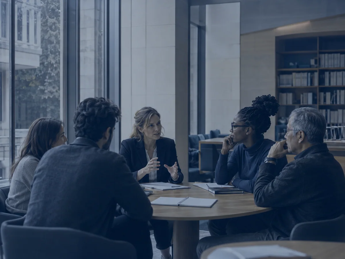University leaders in a facilitated learning discussion