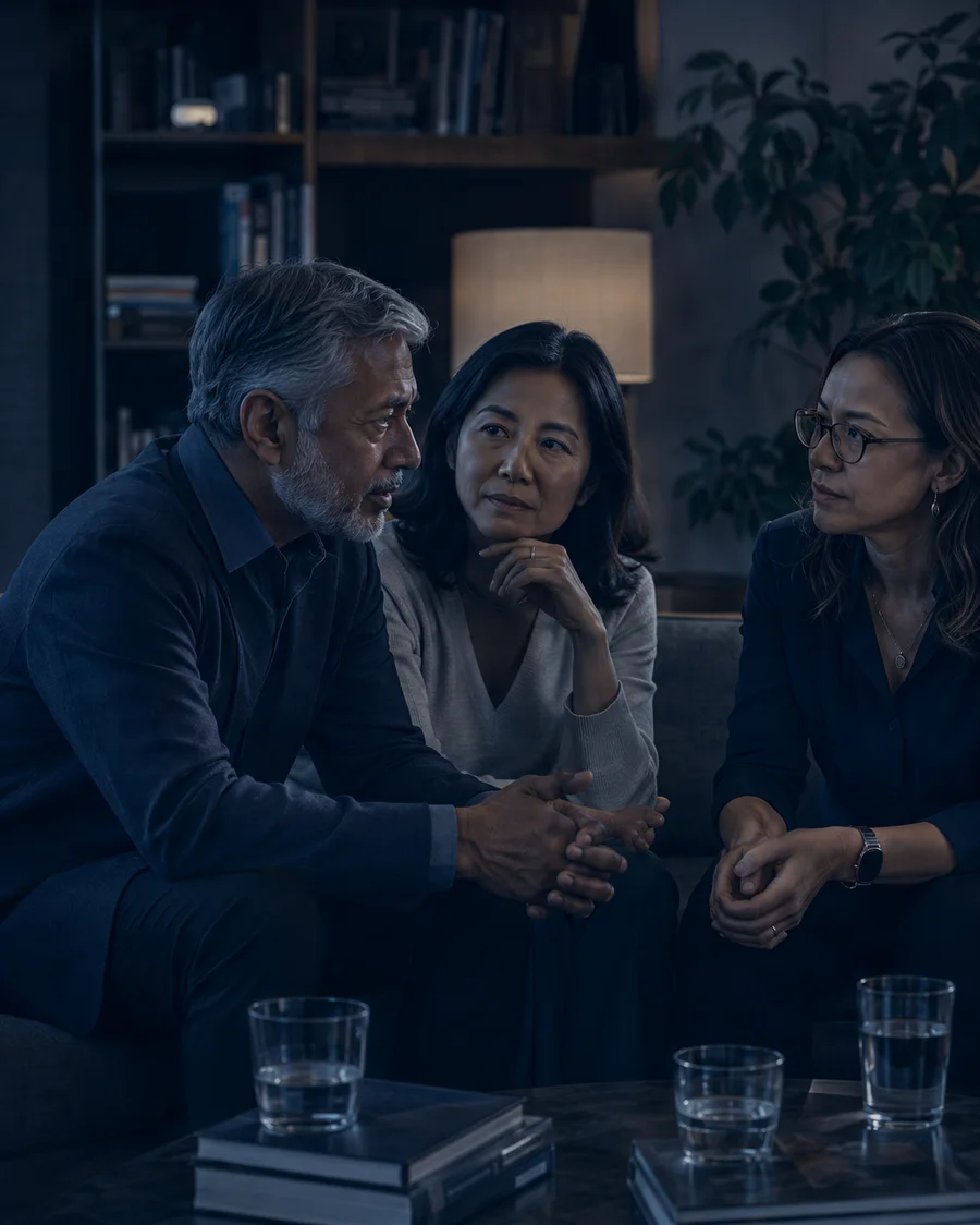 Advisory board members in a focused conversation
